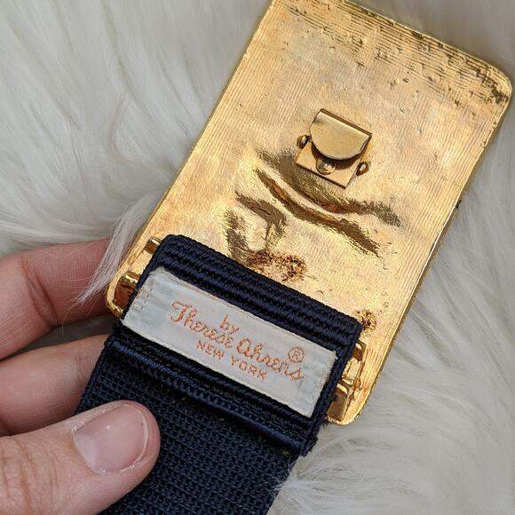 Belt Vintage Large Gold Eagle Buckle Shiny America - Picture 9 of 11